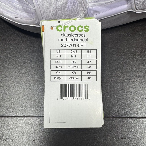 Crocs Classic Marbled Slides Size 11 Purple White Gray Unisex Slides Sandals - Picture 6 of 6